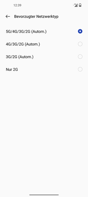 Wählen Sie die gewünschte Option
