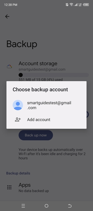 Select your backup account