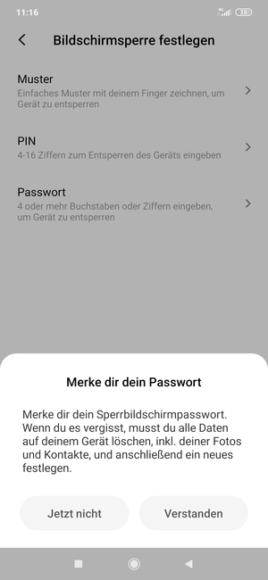 Wählen Sie Verstanden