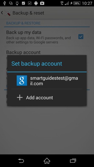 Select your backup account