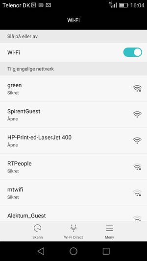 Velg det trådløse nettverket du vil koble til
