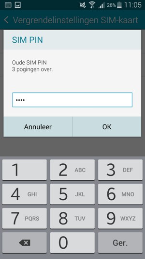 Voer uw Oude SIM PIN in en selecteer OK