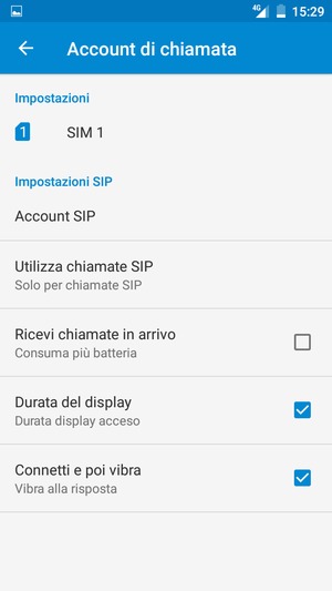 Seleziona SIM 1 o SIM 2