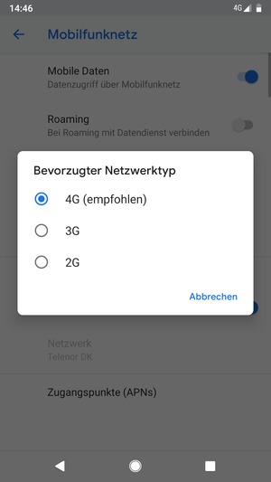 Wählen Sie die gewünschte Option