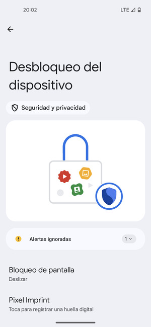 Seleccione Bloqueo de pantalla