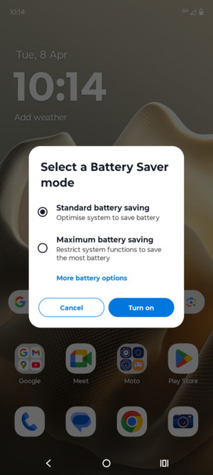 Select Turn on