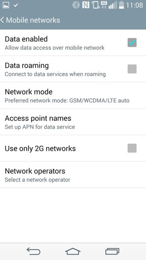 To change network if network problems occur, select Network operators