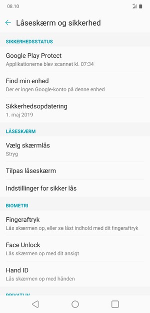 Vælg Vælg skærmlås