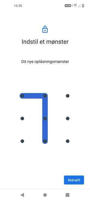 Tegn oplåsningsmønsteret igen og vælg Bekræft