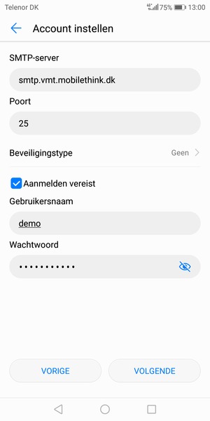 Voer Uitgaand serveradres in