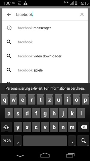 Geben Sie den Namen der App ein und wählen Sie Suchen