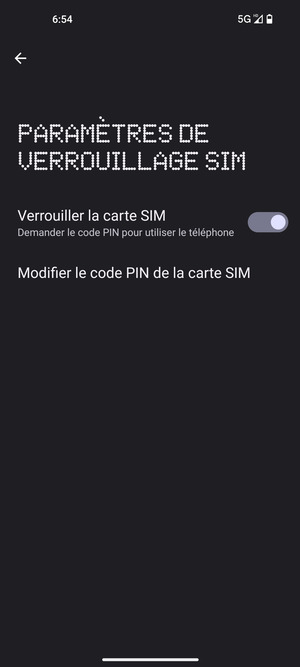 Sélectionnez Modifier le code PIN de la carte SIM