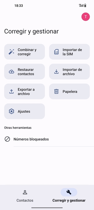 Seleccione Importar de la SIM