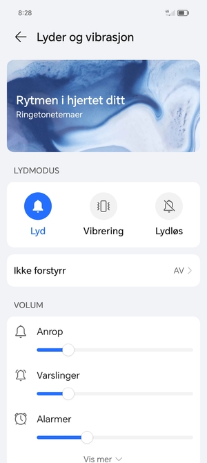 Velg ønsket alternativ