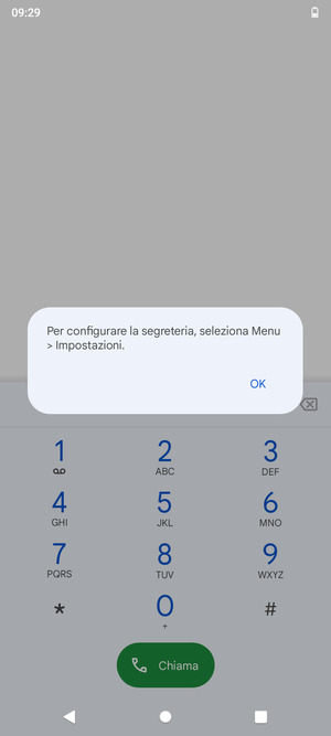 Se la segreteria telefonica non è configurata, seleziona OK