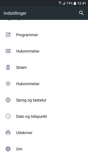 Scroll til og vælg Om