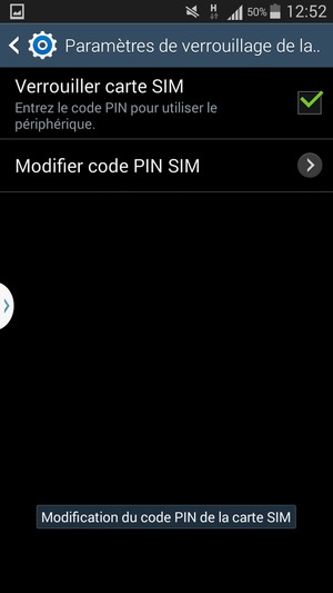 Le code PIN de la carte SIM a été modifié