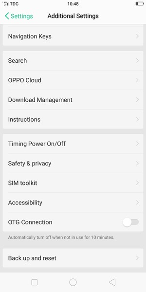 Scroll to and select Backup and reset
