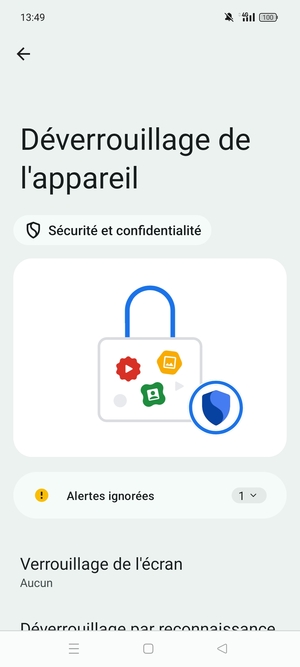Sélectionnez Verrouillage de l'écran 