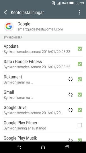 Din information kommer att synkroniseras