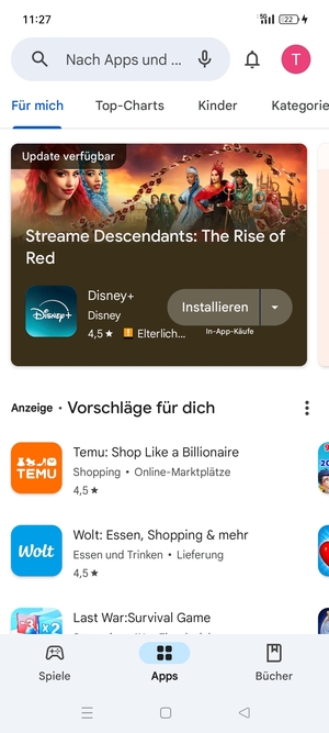 Wählen Sie die Suchleiste