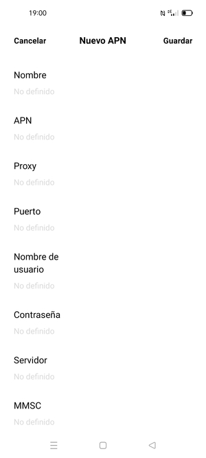 Introduzca la información de MMS
