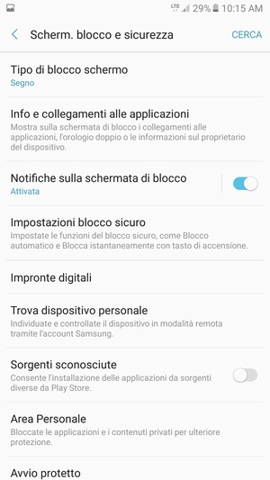 Il tuo telefono è ora protetto dal blocco schermo