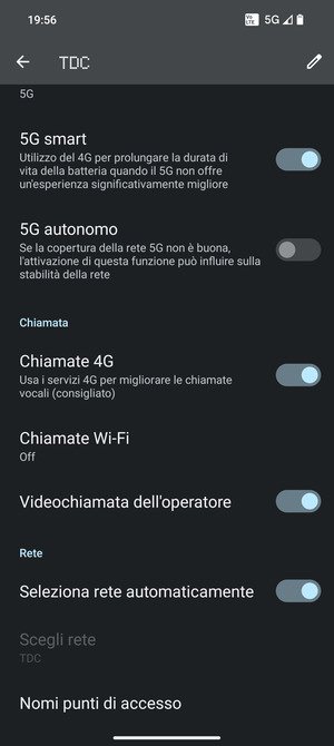 Scorri e seleziona Nomi punti di accesso