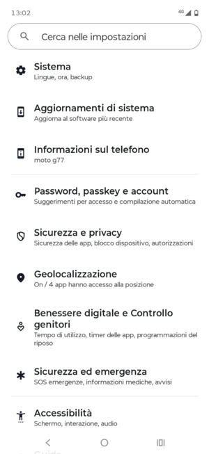 Scorri e seleziona Sicurezza e privacy
