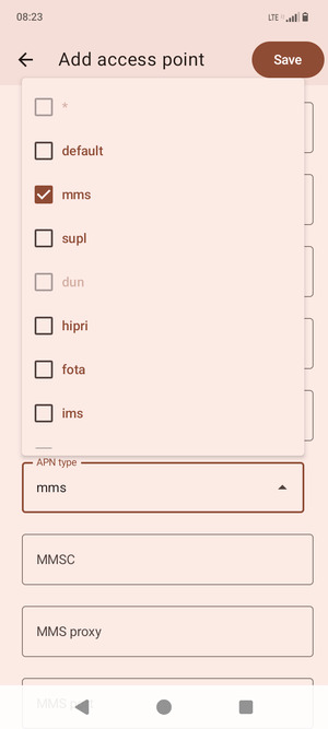 Check the mms checkbox