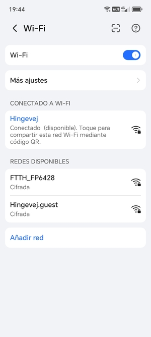 Ahora está conectado a la red Wi-Fi