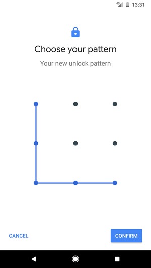 Draw the unlock pattern again and select CONFIRM