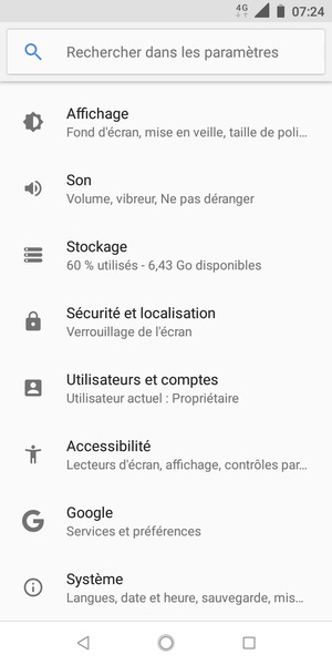 Faites défiler et sélectionnez Système