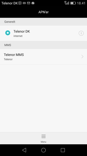Vælg internetadgangspunktet