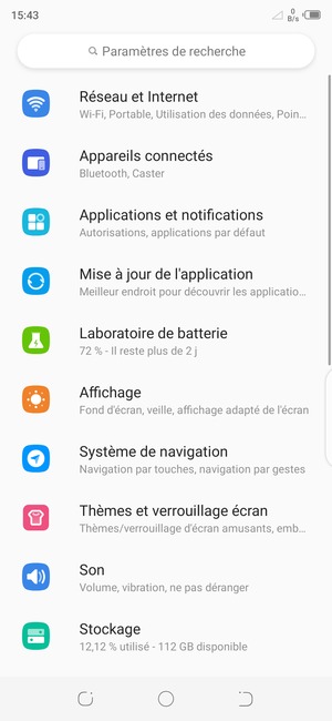 Sélectionnez Réseau et Internet