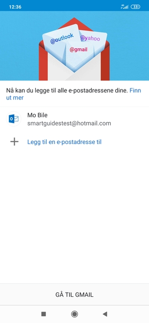 Velg GÅ TIL GMAIL