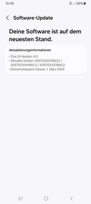 Falls Ihr Handy aktualisiert ist, wird Ihnen der folgende Bildschirm angezeigt
