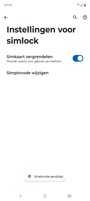 Uw Simpincode is gewijzigd