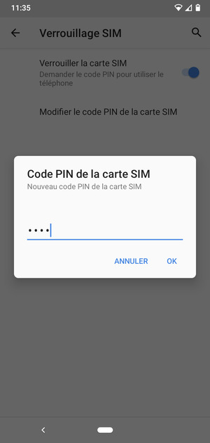 Saisissez votre Nouveau code PIN de la carte SIM et sélectionnez OK