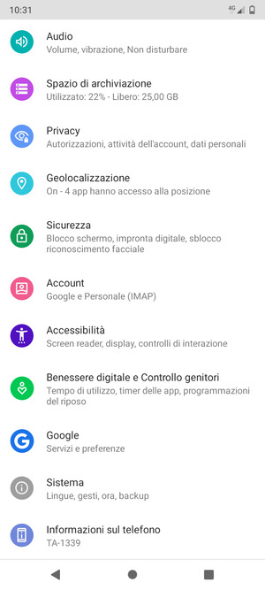 Scorri e seleziona Sistema