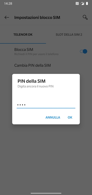 Conferma il nuovo PIN della SIM e seleziona OK