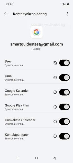 Dine oplysninger vil blive synkroniseret
