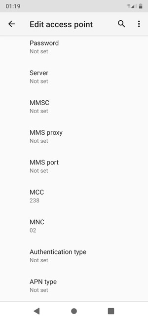 Scroll down and enter MMS information