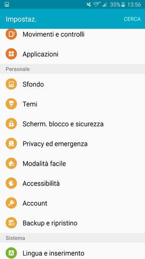Scorri e seleziona Scherm. blocco e sicurezza