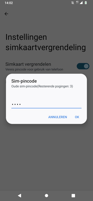 Voer uw Oude sim-pincode in en selecteer OK