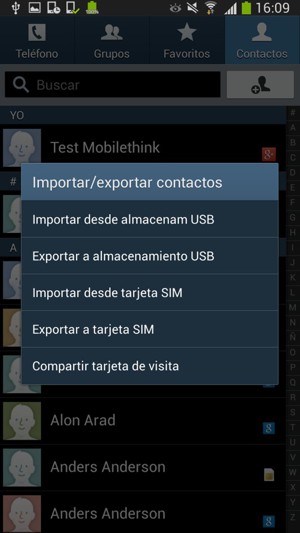 Seleccione Importar desde tarjeta SIM