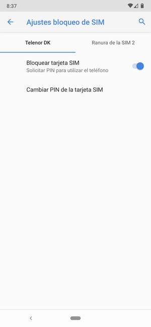 Seleccione Public y Cambiar PIN de la tarjeta SIM
