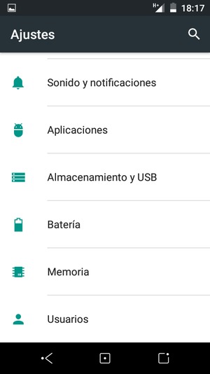 Desplácese y seleccione Batería