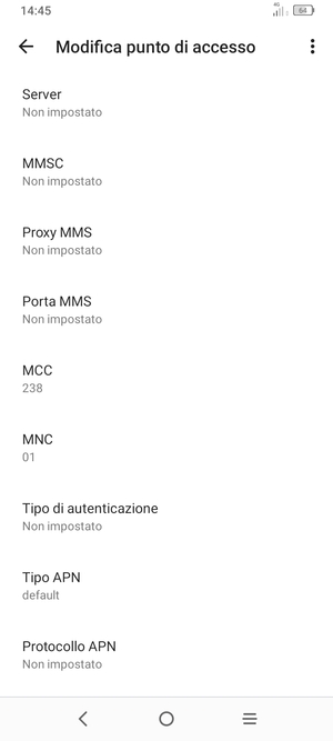 Scorri verso il basso e inserisci le informazioni degli MMS