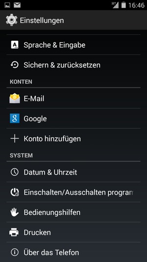 Scrollen Sie und wählen Sie Über das
Telefon